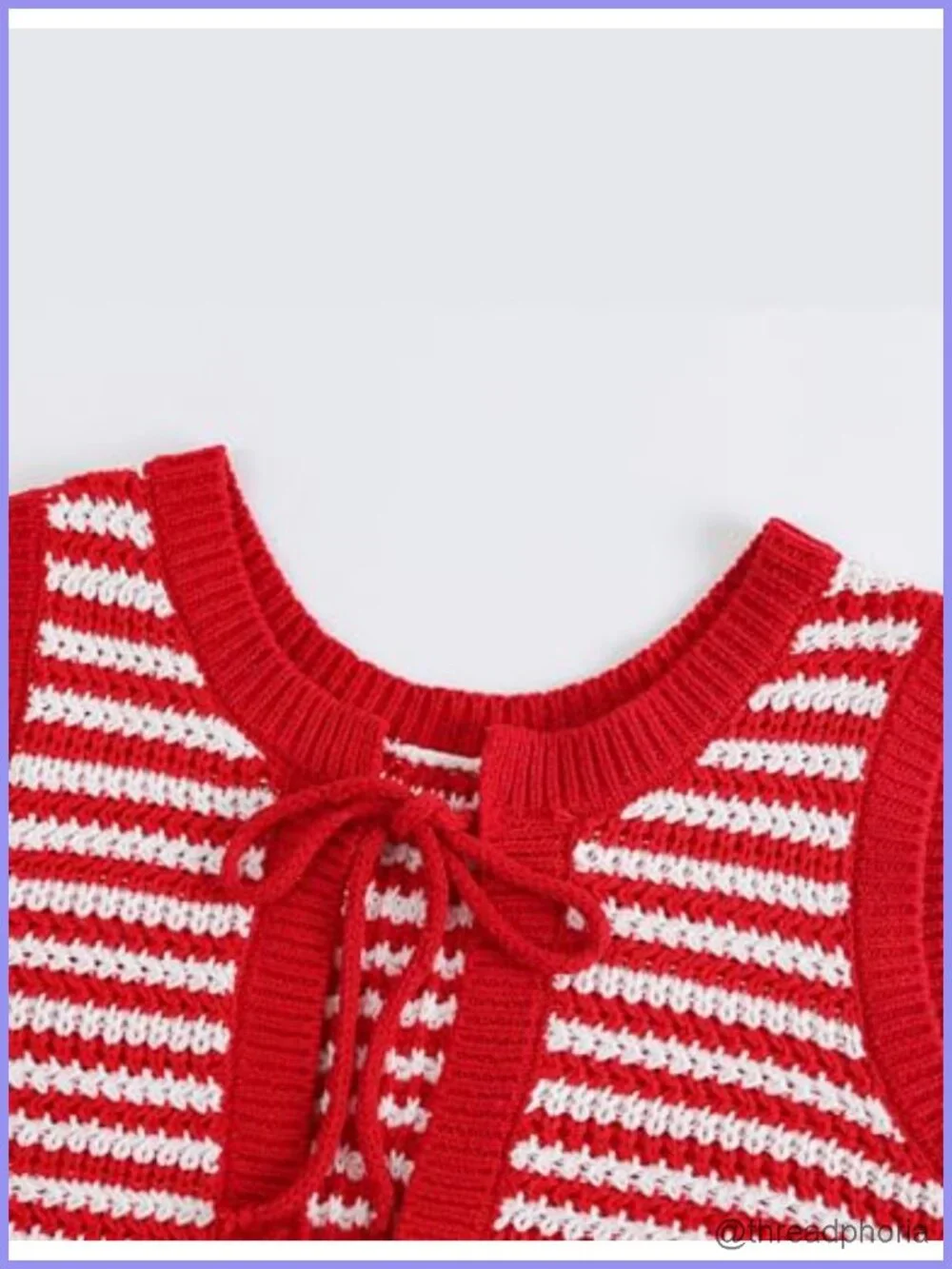 Crochet Knit Sweater Vest for Women Sleeveless Tie Back Crop Top